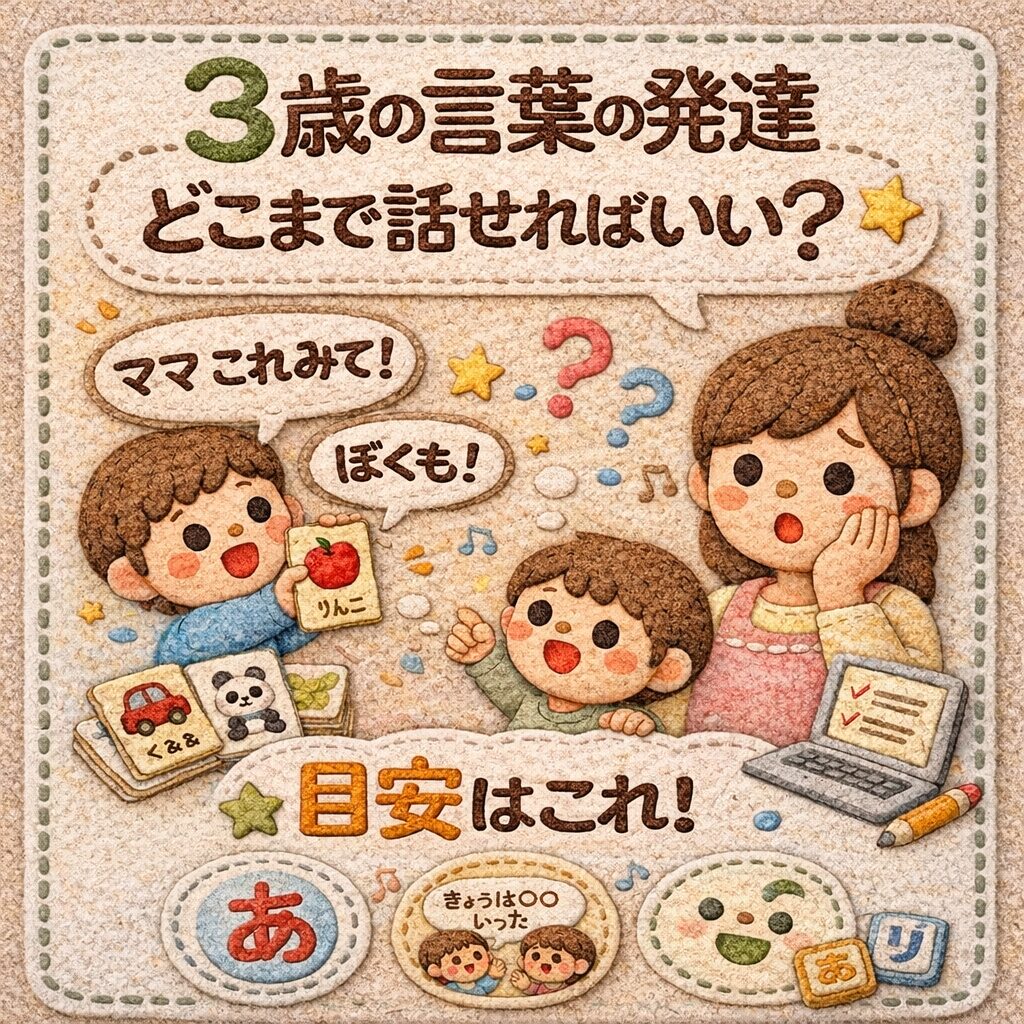 3歳の言葉の発達目安のイラスト